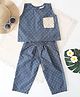 Qvink Cotton Sleeveless Polka Dots Printed Coordinating Top & Pant Set - Blue