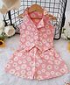 Qvink Cotton Sleeveless Floral Printed Waistcoat Style Top & Coordinating Shorts Set - Peach