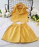 Qvink Cotton Sleeveless Polka Dots Printed Waistcoat Style Top & Coordinating Shorts Set - Yellow