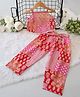 Qvink Cotton Sleeveless Floral & Chevron Printed Crop Top & Coordinating Trousers Set - Red