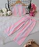 Qvink Cotton Sleeveless Striped Crop Top & Coordinating Trousers Set - Pink