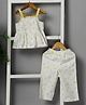 Budding Bees Cotton Sleeveless Mangoes & Polka Dots Printed Coordinating Top & Pant Set - Yellow