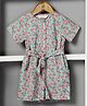 Budding Bees Cotton Half Sleeves Floral Printed Jumpsuit With Belt - Green
