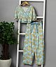 Budding Bees Rayon Three Forth Bell Sleeves Floral Printed Crop Top & Coordinating Pant Set - Green