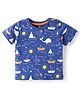 Doodle Poodle 100% Cotton Knit Half Sleeves T-Shirt with Nautical Theme Print - Blue
