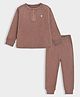 Mi Arcus Full Sleeves Solid Thermal Tee & Pajama Set- Mauve