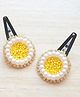 Pretty Ponytails Pearls & Beads Embellished Floral Designed Tic Tac Clips - Yellow