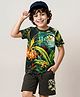 Ollington St. Cotton Half Sleeves Jungle Printed T-Shirt & Knit Shorts Set - Multicolor