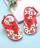 Babyoye Velcro Closure Flip Flops with Strawberry Print - Red