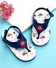 Babyoye Flip Flops with Velcro Closure & Animal Print - White & Blue