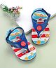 Babyoye Flip Flops with Velcro Closure & Beach Print - Blue