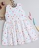 Twetoons Cotton Knit Sleeveless Frock With Polka Dots - White
