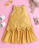 Twetoons Woven Sleeveless Party Dress with Bow Applique & Lace Detailing - Yellow