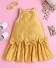 Twetoons Woven Sleeveless Party Dress with Bow Applique & Lace Detailing - Yellow