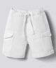 Bonfino Cotton Elastane Knee Length Solid Color Denim Shorts Cargo Pocket - White