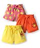 Doodle Poodle 100% Cotton Knee Length Shorts With Tropical Theme Print Pack Of 3 - Yellow Orange & Pink