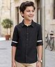 Kookie Kids Cotton Oxford Full Sleeves Solid Shirt - Black