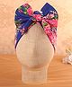 KIDLINGSS Knitted Bow Applique Detailed & Floral Designed Turban Cap - Royal Blue