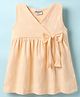 Wonderchild Interlock Sleeveless Floral Printed Bow Applique Detailed Dress - Light Peach