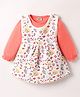 Wonderchild Floral Printed Dress With Full Sleeves Solid Tee - Peach