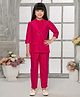 TINY BABY Synthetics Three Fourth Sleeves Solid Jacket With Pant & Top Set - Pink