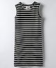 Kookie Kids Knit Sleeveless Frock with Stripes & Slit- Black