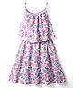 Kookie Kids Knit Sleeveless Frock With Floral Print - Multicolor