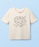 Kookie Kids Knit Half Sleeves Ribbed Top With Sea Animals Print - Beige
