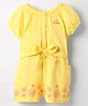 Babyoye 100% Cotton Knit Half Sleeves Jumpsuit With Floral Print & Belt - Yellow