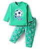 Doodle Poodle 100% Cotton Full Sleeves Night Suit With Football Print - Green