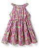 Kookie Kids Woven Sleeveless Halter Neck Frock With Floral Print - Multicolor