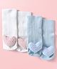 Babyoye Cotton Bamboo Knit Socks with 3D Heart Applique Pack of 2 - White & Blue