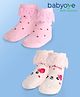 Babyoye Cotton Bamboo Knit Socks Polka Dot Design with Lace Pack of 2 - Pink