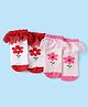Babyoye Cotton Bamboo Knit Socks With Floral Design Lace Pack Of 2 - Red & Pink
