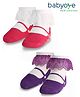 Babyoye Cotton Bamboo Knit Socks with Organza Lace Pack of 2 - Red & Purple