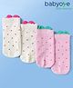 Babyoye Cotton Bamboo Knit Socks With Hearts Applique & Polka Dots Print Pack Of 2 - Pink & White