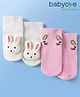 Babyoye Cotton Bamboo Knit Socks with 3D Bunny Applique & Design Pack of 2 - White & Pink