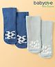 Babyoye Cotton Bamboo Knit Ankle Length Anti-skid Socks with Design Pack of 2 - Navy Blue