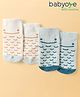Babyoye Cotton Bamboo Ankle Length Socks with Design Pack of 2 - Teal Blue & White