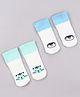 Babyoye Cotton Bamboo Knit Ankle Length Anti-skid Socks with Animal Design Pack of 2 - Aqua & Sky Blue