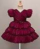 Mark & Mia Woven Half Sleeves Party Dress With Floral Applique - Maroon