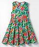 Kookie Kids Cotton Woven Sleeveless Frock With Floral Print - Green