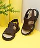 Tiny Bugs Checked Sandals With Velcro Closure - Brown