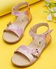 Tiny Bugs Floral Applique Detailed & Foil Designed With Velcro Closure Sandals - Purple