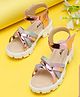 Tiny Bugs Glitter & Metallic Striped Designed With Velcro Closure Sandals - Multi Colour