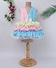 TINY MINY MEE Elastane Sleeveless Foil Printed Bow Applique Layered Dress - Multi Colour