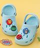 Yellow Bee Marvel Solid Perforated Avengers Clogs With Iron Man Hulk & Captain America Charms - Light Blue