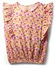 Kookie Kids Woven Frill Sleeves Floral Printed Top with Elasticated Hem - Pink