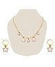 Daizy Set Of 2 Floral & Stars Designed Necklace & Earrings Set - Golden
