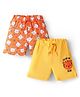 Doodle Poodle 100% Cotton Knit Knee Length Shorts With Animal Print Pack Of 2 - Orange & Yellow